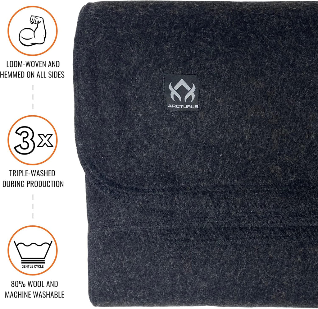 Arcturus Charcoal Wool Blanket and Carry Straps Bundle