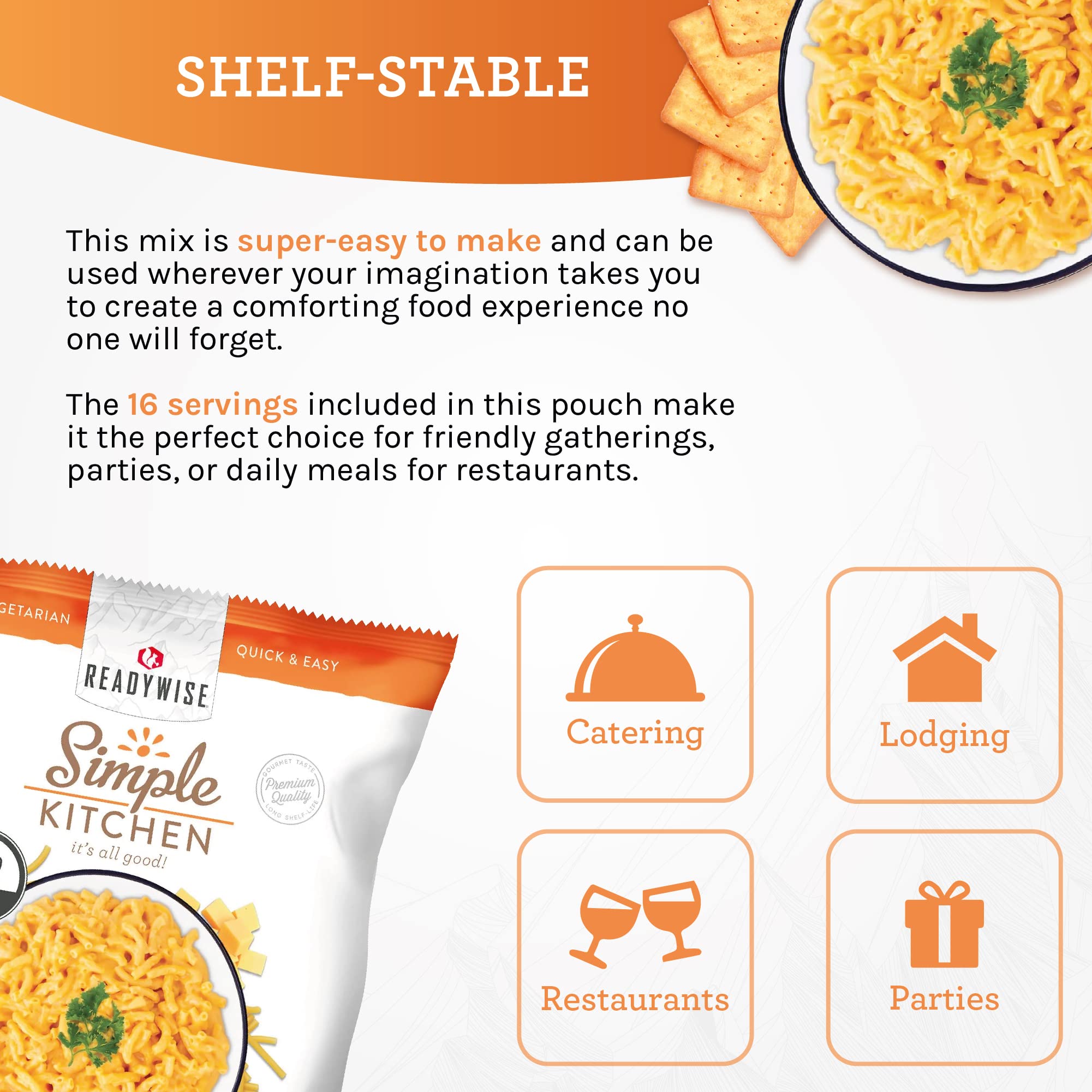 READYWISE - Simple Kitchen, Tomato Basil Soup, 17 Servings, MRE, Gluten Free, & Vegetarian, Food, Soup Mix, for Events, Hiking, Emergency Food Supply, Camping Essentials, or Daily Use, 1 Pack