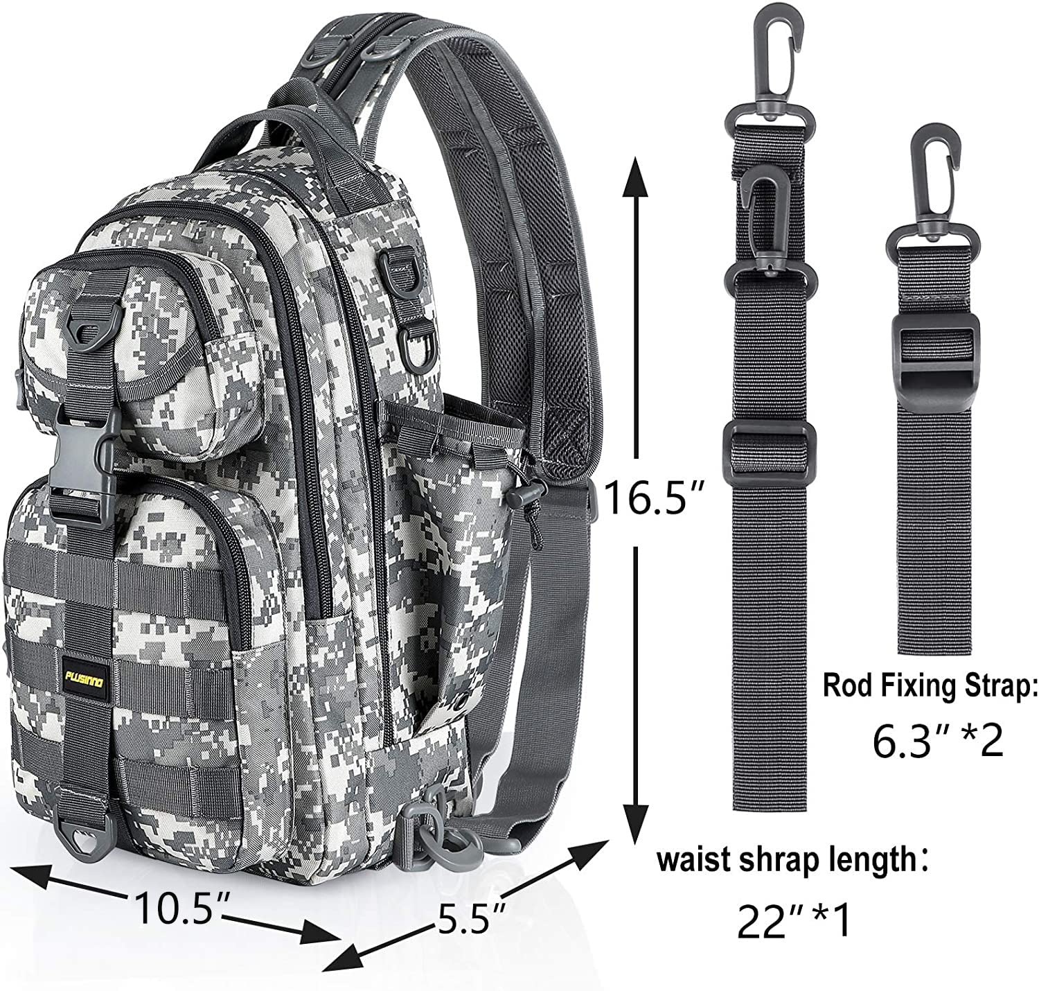 PLUSINNO Fishing Backpack with Fishing Rod and Reel Combos Tackle Boxes, Waterproof Tackle Backpack for Fishing Gear with Rod Holder, Fishing Gifts for Men with Fishing Tool Kit...