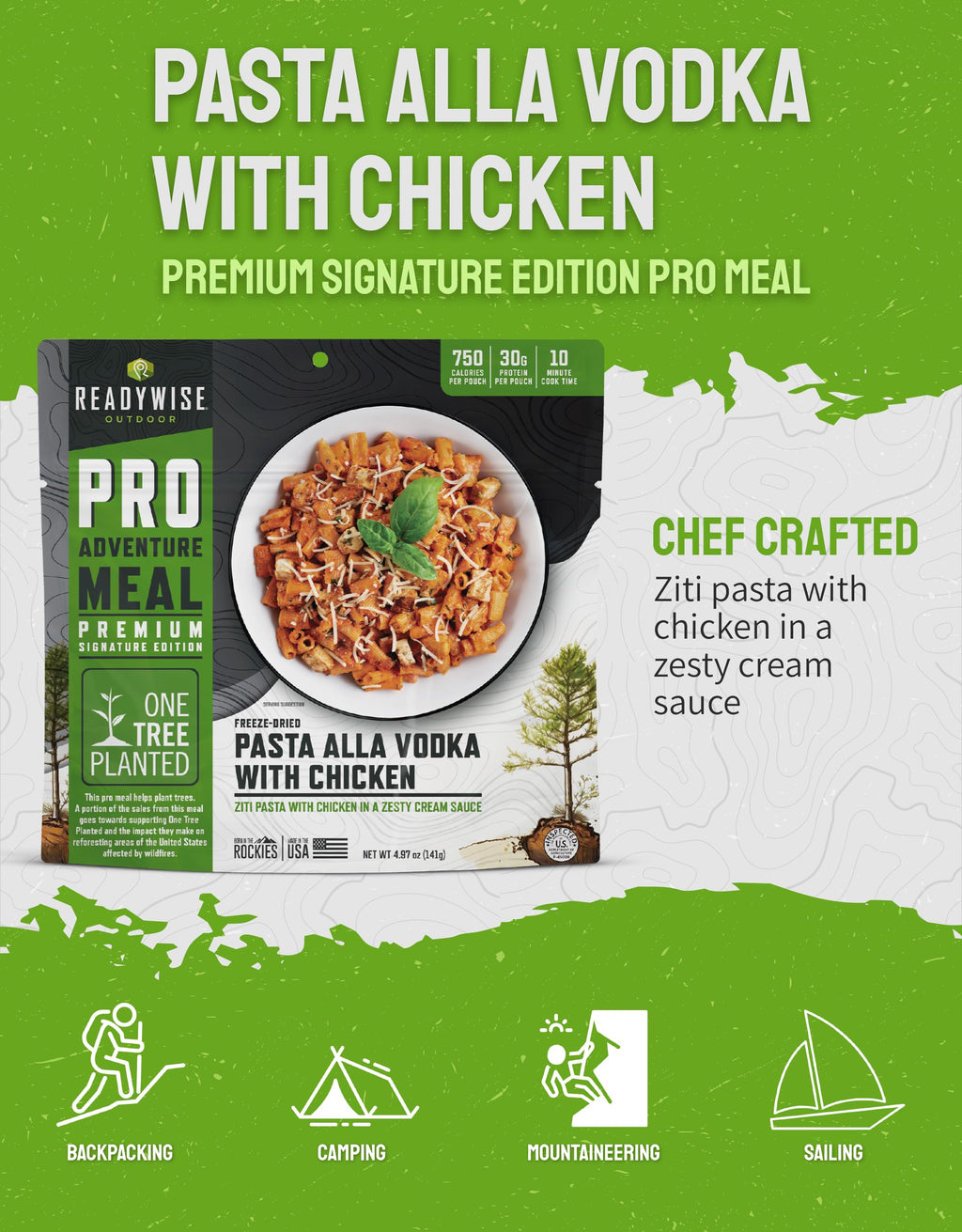 ReadyWise Outdoor Pro Adventure Meal - Country-Style Chicken Pot Pie, 2 Servings, 1 Pouch, 900 Calories, 30g Protein, Freeze Dried Food & Dehydrated Backpacking Camping Meals, up to 5 Year Shelf Life