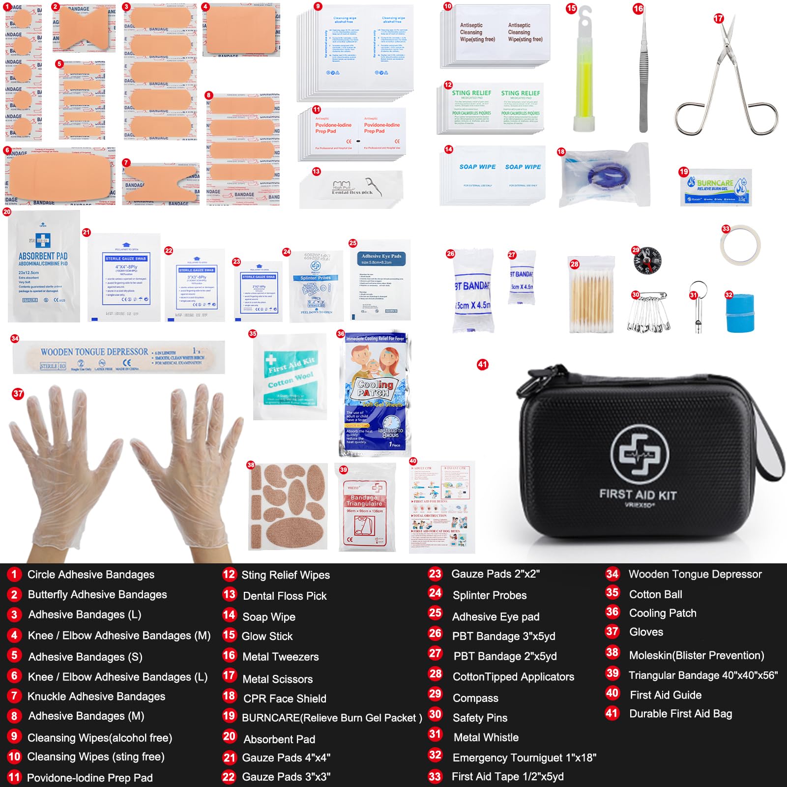 Premium First Aid Kit, 320 Piece Waterproof Hard Shell Eva First Aid Kit for Home, Camping, Cars, Hiking, Travel, Businesses & Outdoor Emergencies - Emergency Medical Kits (Red)