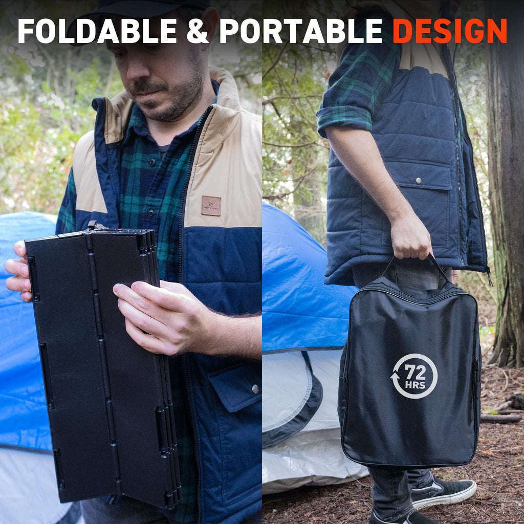 72 HRS Portable Collapsible Camp Toilet - Extra Large, Lightweight & Sturdy (With 12 Toilet Bags)