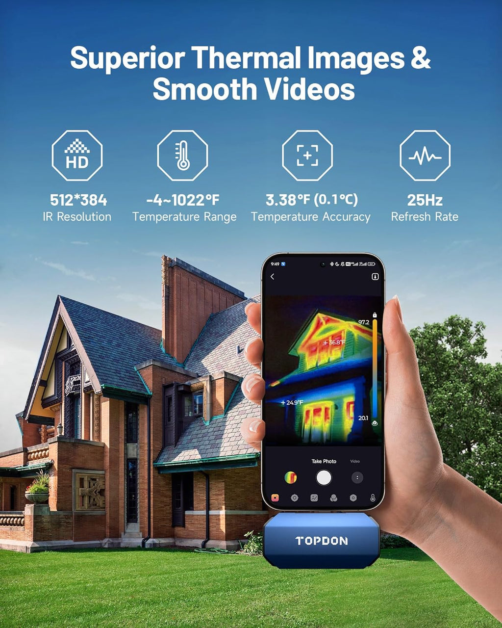 TOPDON TC001 Thermal Camera for Android, Super IR 512x384 High Resolution, Thermal Imaging Camera, Thermal Imager - Optimized Temperature Accuracy, Works for Smartphones and Tablets & PC(not for iOS)
