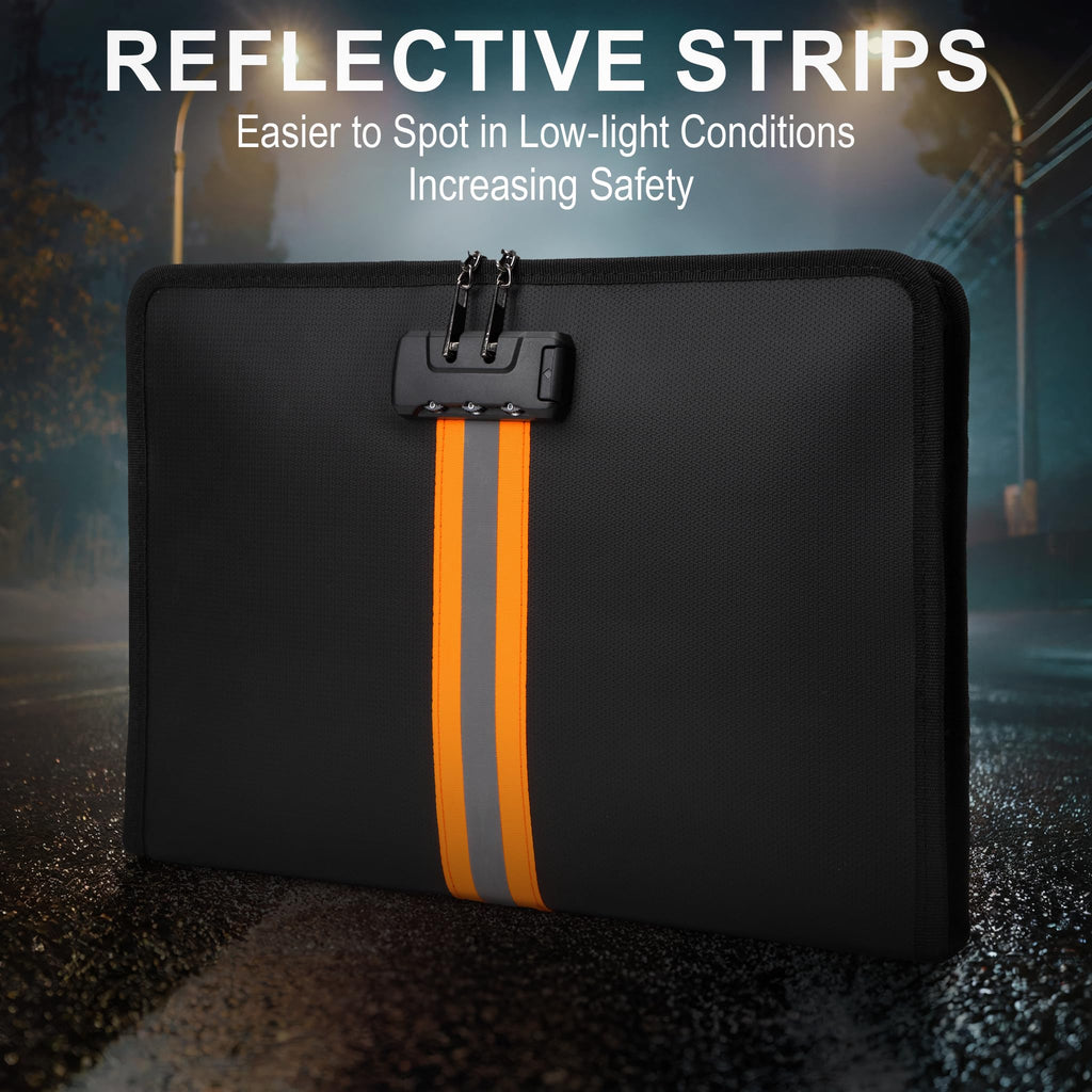 Fireproof Money Bag,Money Bag with Lock and Zipper,Safe Fireproof Waterproof,Suitable for Cash, Mobile Phones, Keys, Credit Cards