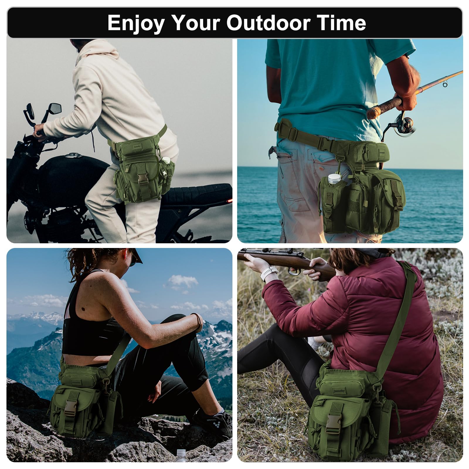 Jueachy Drop Leg Bag for Men Tactical Metal Detecting Thigh Pack with Water Bottle Pouch