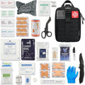 Trauma Kit, Compact Tactical IFAK Emergency Survival First Aid Kits Hemostatic Combat Wound Care Molle Pouch with Israeli Bandage, Chest Seal, Splint for Military, Black