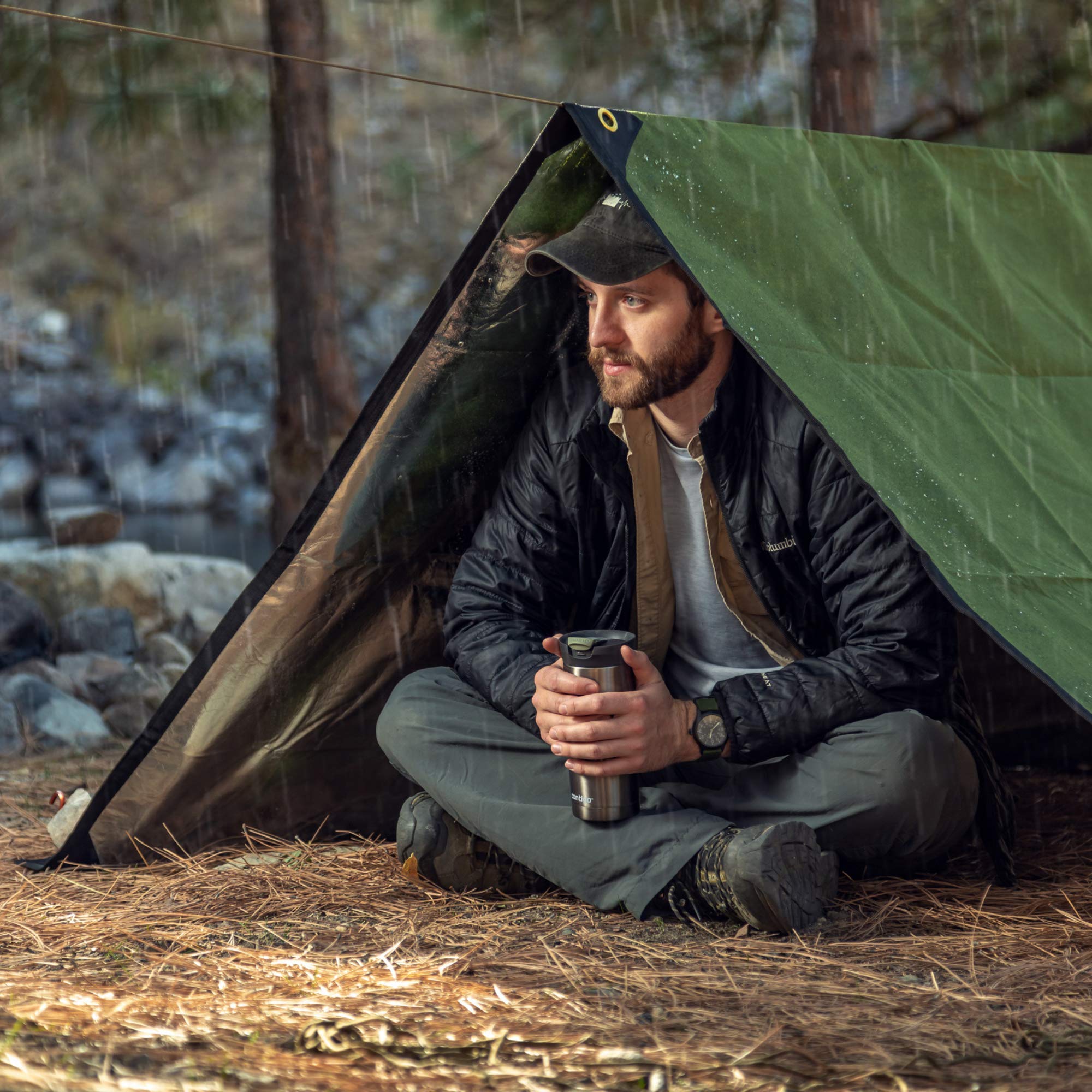 Arcturus XL Heavy Duty Survival Blanket – Insulated Reflective Thermal Camping Tarp - 8.5 FT x 12 FT (Olive Green)