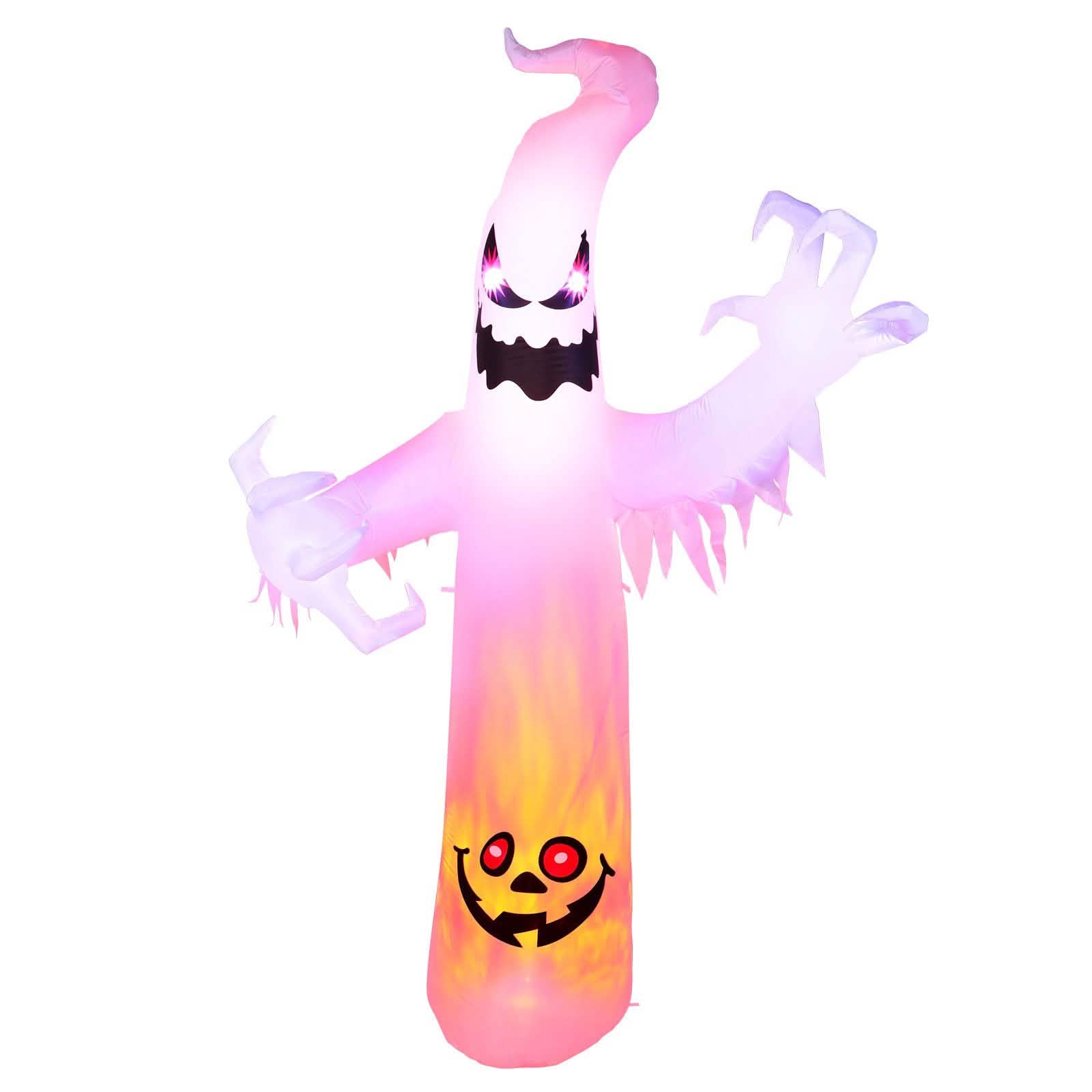 8ft Halloween White Ghost Inflatable Outdoor Decoration with Color Changing LED
