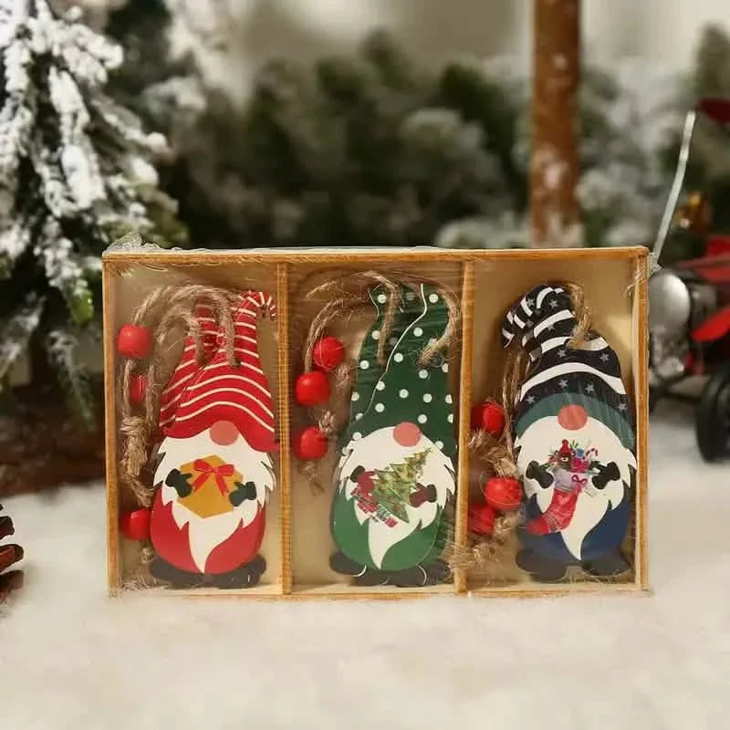 9-Pieces: Festive Christmas Wooden Hanging Box