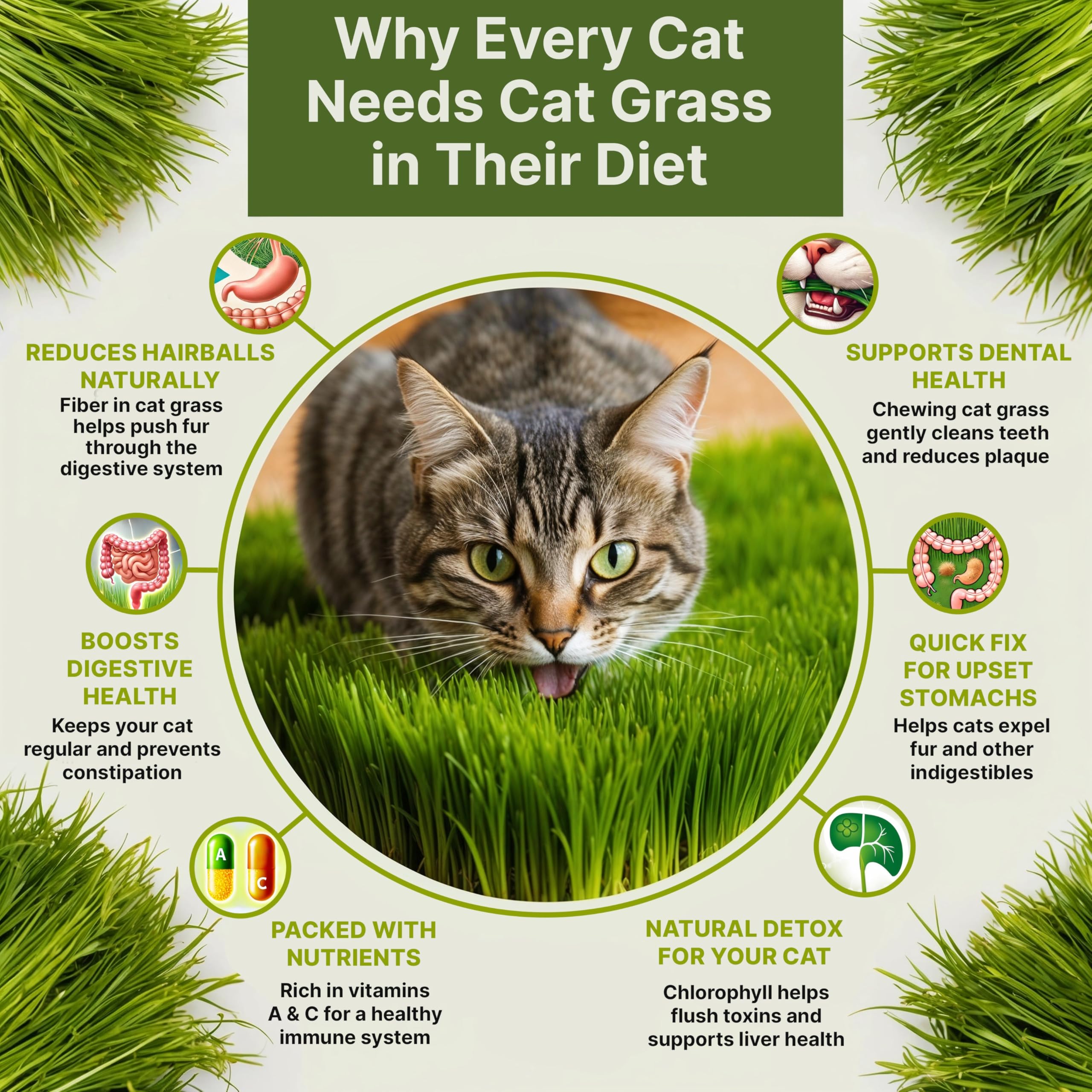 Organo Republic Cat Grass Seeds Mix - 20,800 Non-GMO Heirloom Seeds for Cats & Pets, 16 oz Pack for Growing Fresh Barley, Oat, Rye & Wheat Grass Seeds for Planting, Indoor Plants, Hairball Remedy