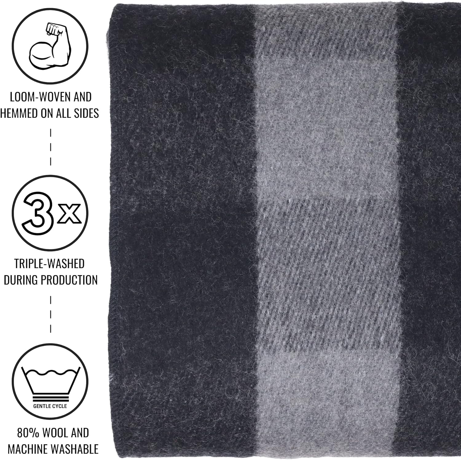 Arcturus Gray Buffalo Wool Blanket and Carry Straps Bundle