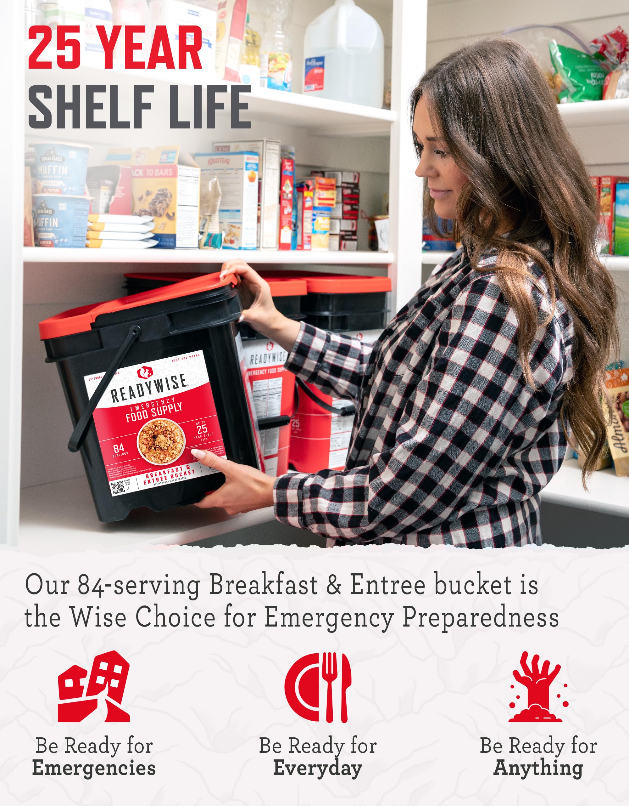ReadyWise Emergency Food Supply - 120 Servings Favorites Sample Bucket, Survival Food Kit, Freeze Dried Prepper Food & Dehydrated Meals for Camping Essentials & Backpacking, up to 25 Year Shelf Life