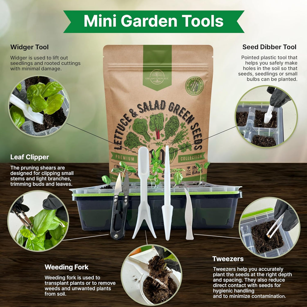 Organo Republic 22 Lettuce & Salad Greens Seeds Variety Pack 24,700+ Non-GMO Heirloom Lettuce Seeds for Indoor & Outdoor Garden, Hydroponics, Aerogarden - Arugula, Kale, Spinach, Swiss Chard, Lettuce
