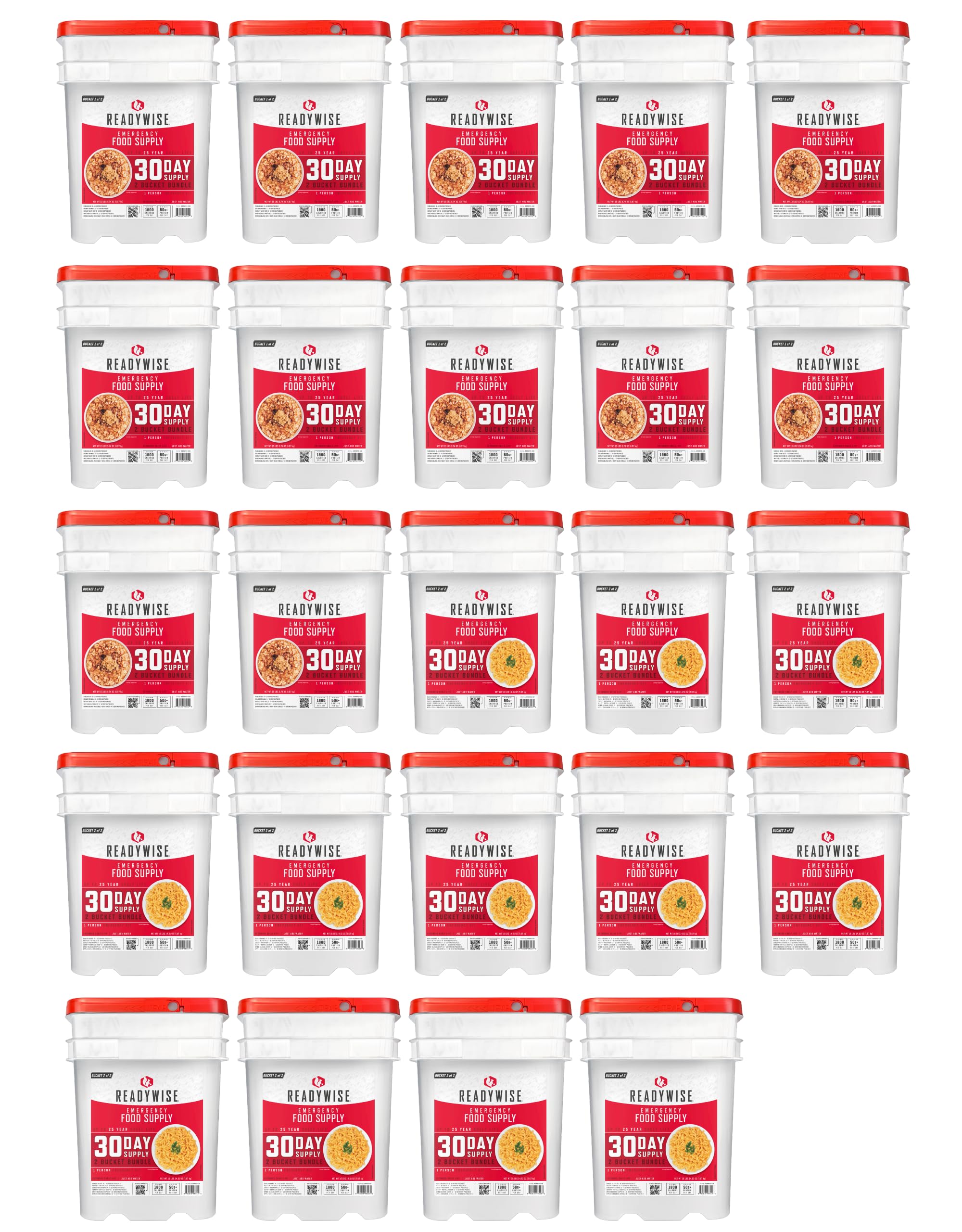 ReadyWise Emergency Food Supply - 14 Day, 150 Servings Emergency Freeze Dried Food Bucket, Protein Meals, Camping Essentials, Survival Kit, Disaster Prepping Supplies, up to 25 Year Shelf Life