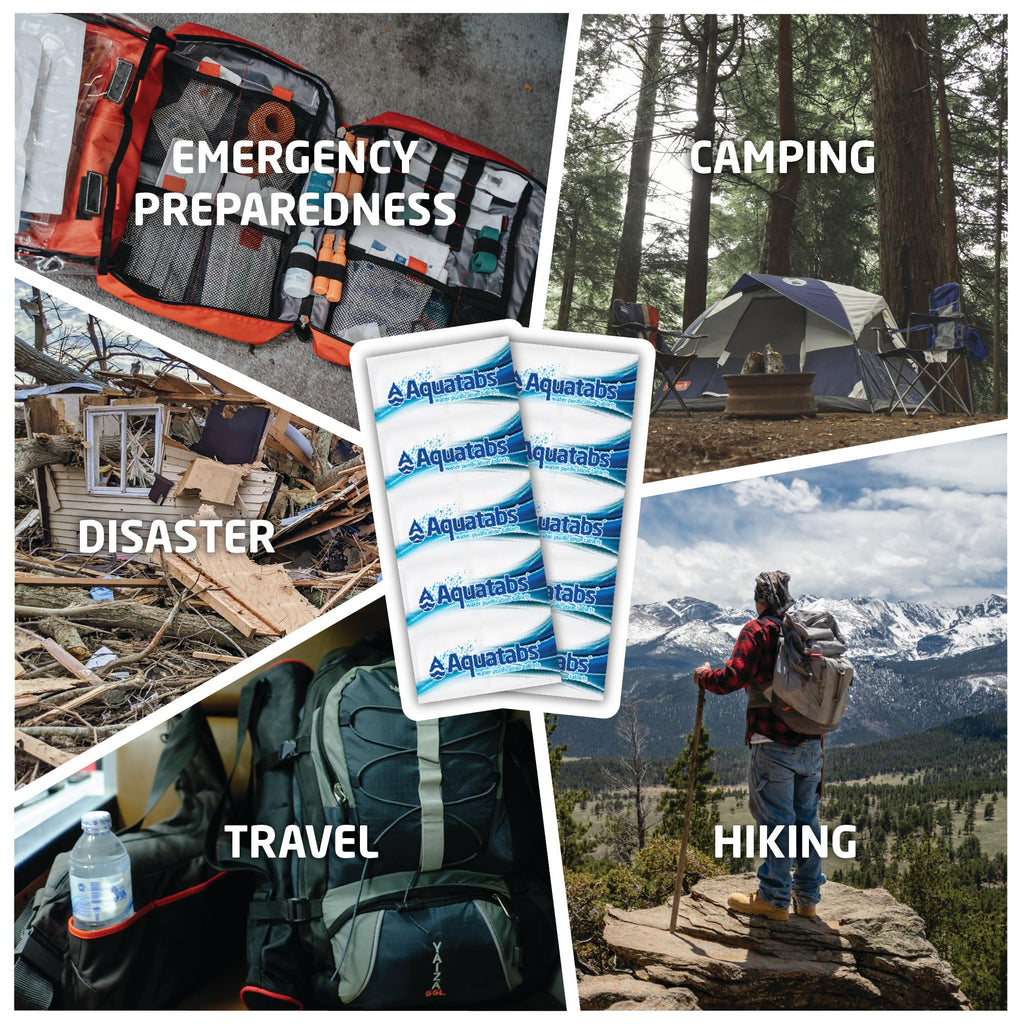 Aquatabs Water Purification Tablets (397mg, 100 Pack). Water Filtration System for Camping, Boating, Emergency Water, Survival Kit, and Marine. Easy-to-Use Water Purifier Treatment.
