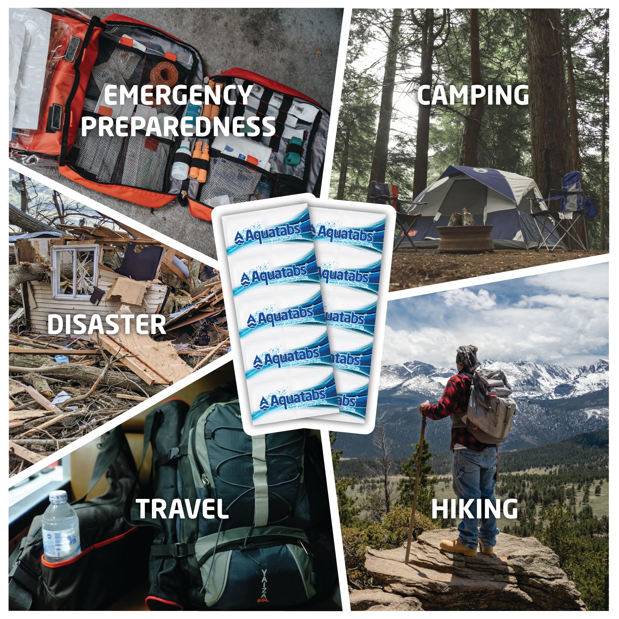 Aquatabs Water Purification Tablets (397mg, 100 Pack). Water Filtration System for Camping, Boating, Emergency Water, Survival Kit, and Marine. Easy-to-Use Water Purifier Treatment.