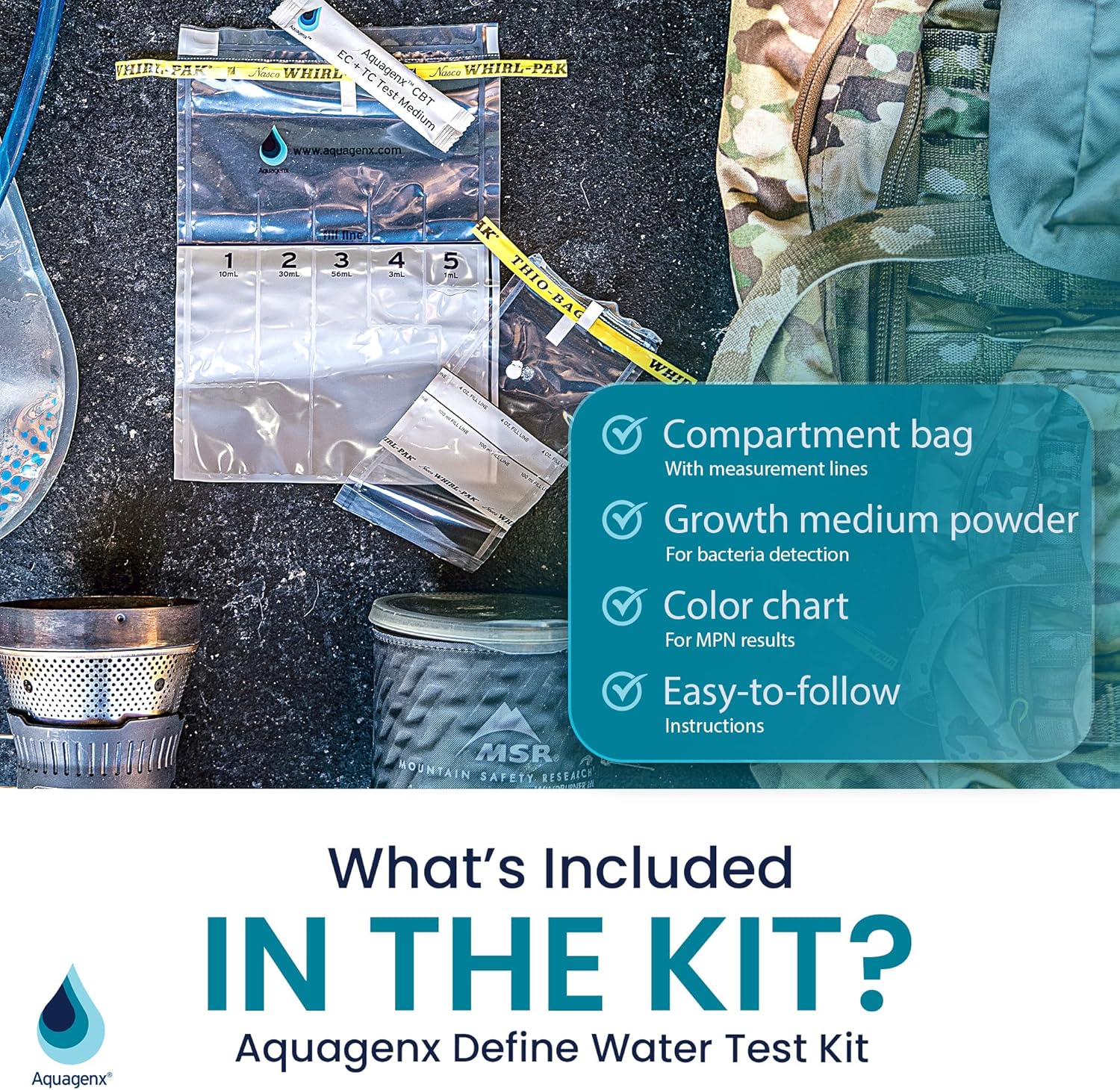 Define Water Test Kit - Detects Most Probable Number of E. coli & Total Coliform - No Lab Required - Home, Well, Tap & Freshwater Testing (10 Pack)