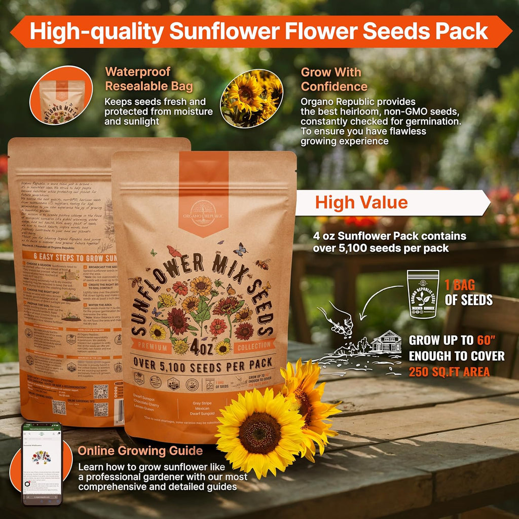 Marigold Seeds Pack 1 oz - Over 9,250 Non-GMO Heirloom Marigold Seeds for Planting Indoor & Outdoor Gardening, Flower Seed for Planting Home and Garden, Flowers Seed in Individual Packet