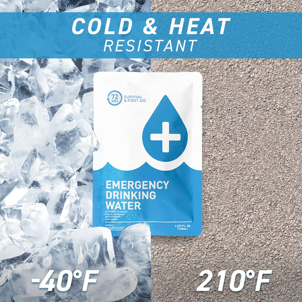 72 HRS Emergency Water Pouches - Survival Water Packets, Emergency Rations, Long Shelf Life, Survival kit (Pack of 12)