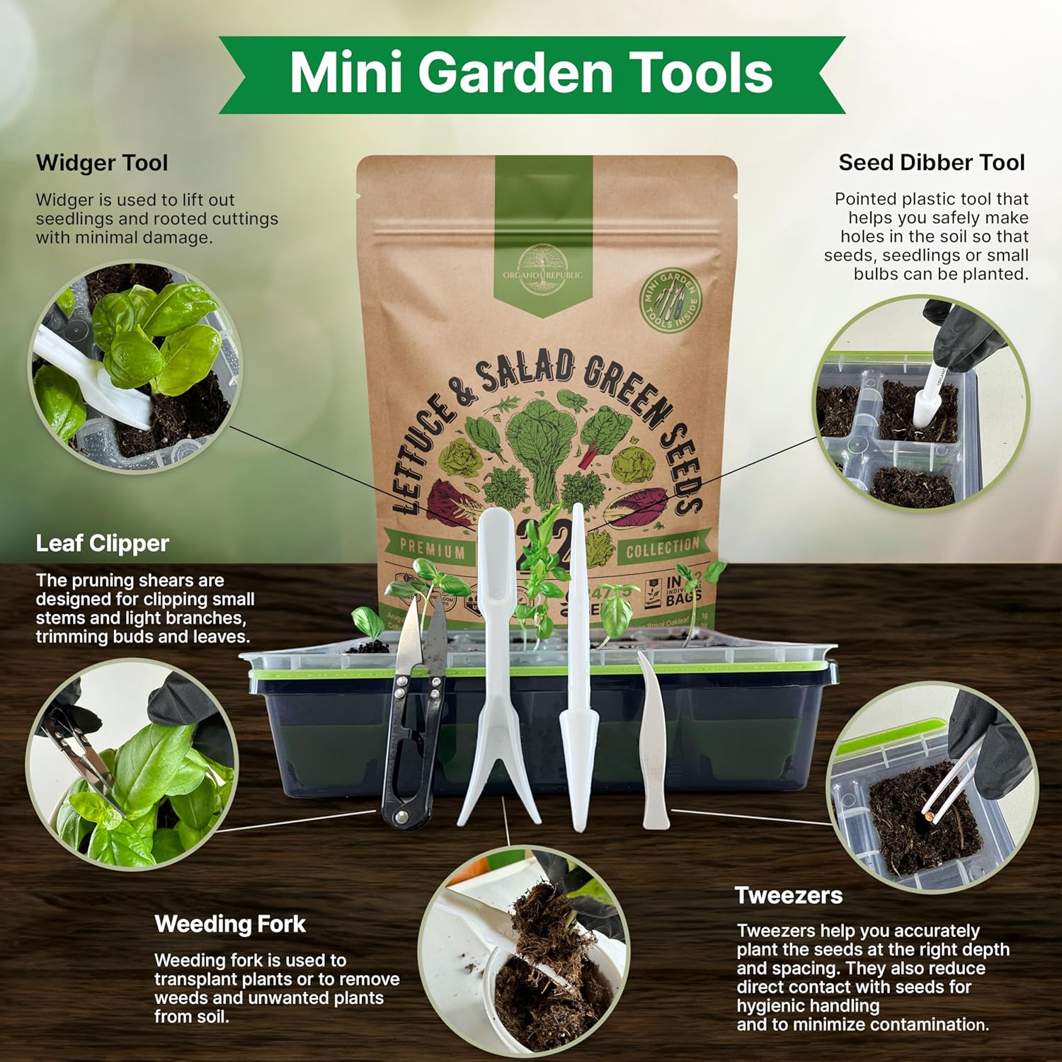 Organo Republic 22 Lettuce & Salad Greens Seeds Variety Pack 24,700+ Non-GMO Heirloom Lettuce Seeds for Indoor & Outdoor Garden, Hydroponics, Aerogarden - Arugula, Kale, Spinach, Swiss Chard, Lettuce