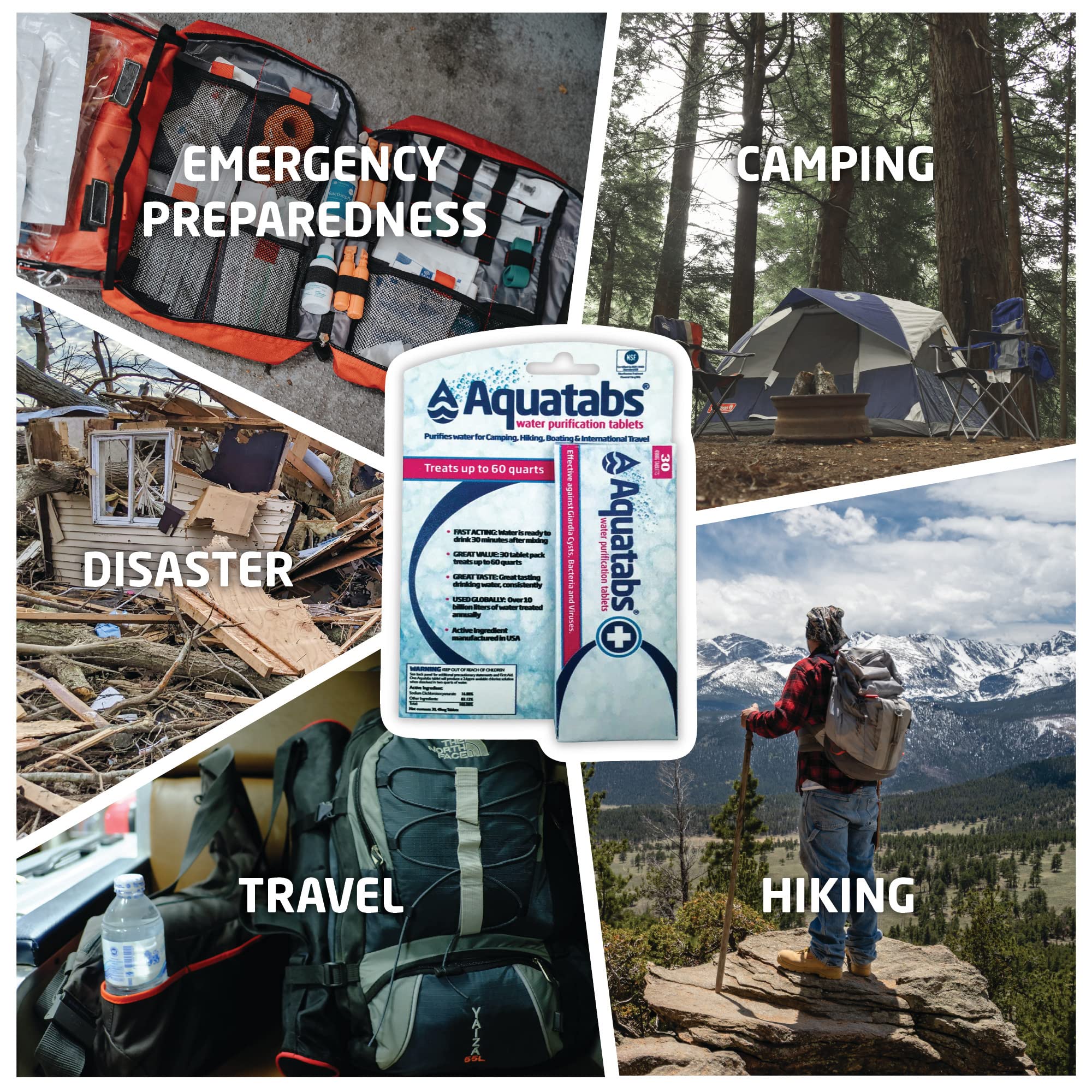 Aquatabs Water Purification Tablets (397mg, 100 Pack). Water Filtration System for Camping, Boating, Emergency Water, Survival Kit, and Marine. Easy-to-Use Water Purifier Treatment.