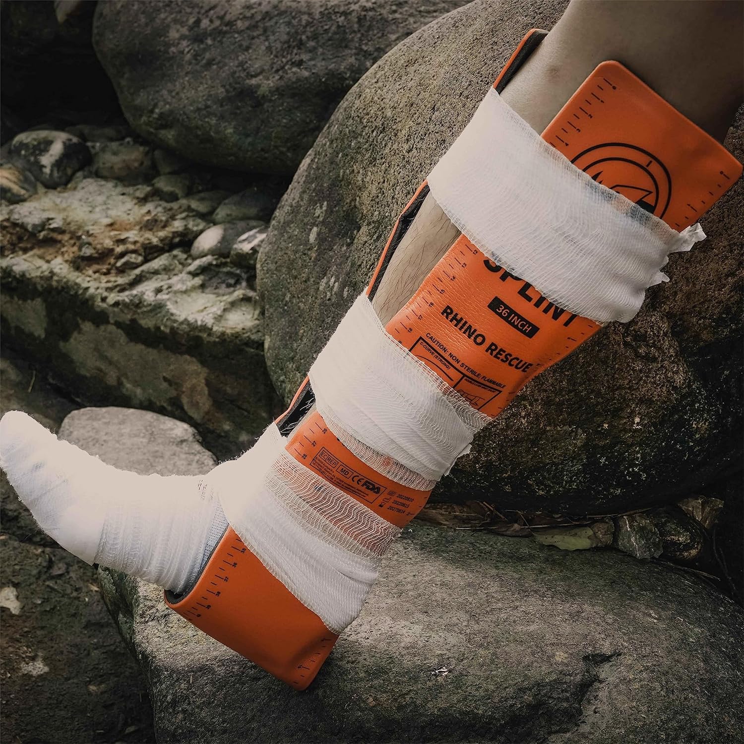 RHINO RESCUE Bundle-IFAK Trauma Kit with C-A-T Tourniquet for Wound Care+First Aid Splint 36" X 4.3" Orange-Gray, Keep Bones in Position