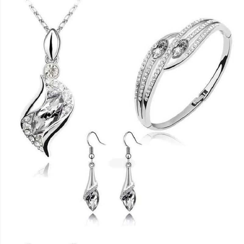 925 Sterling Silver Crystal Jewelry Set