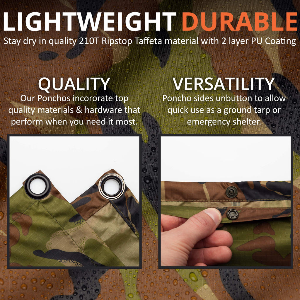 Arcturus Rain Ponchos | Adjustable Hood | Waterproof Ripstop Nylon | Great for Hunting, Fishing & Camping
