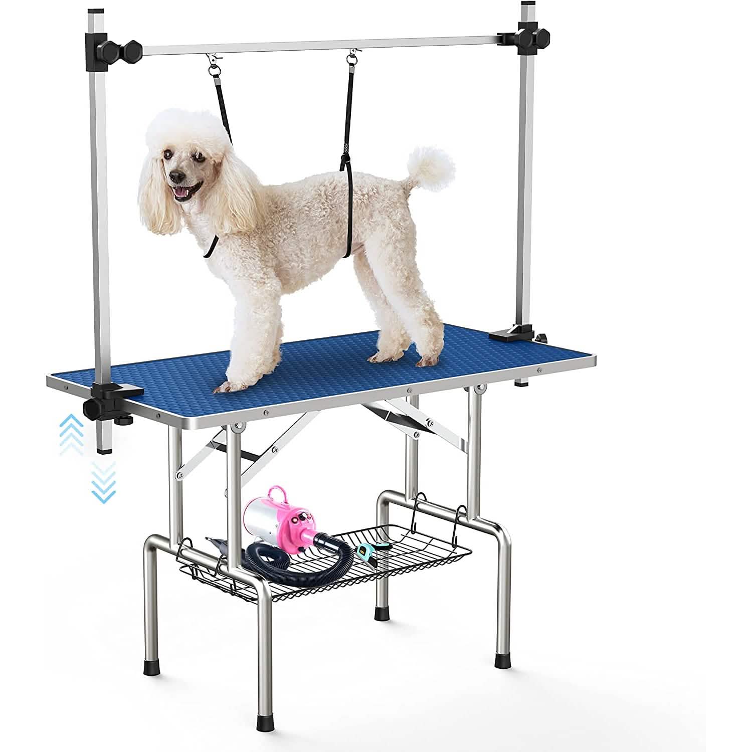Adjustable Pet Large Foldable Dog Grooming Table with Arms