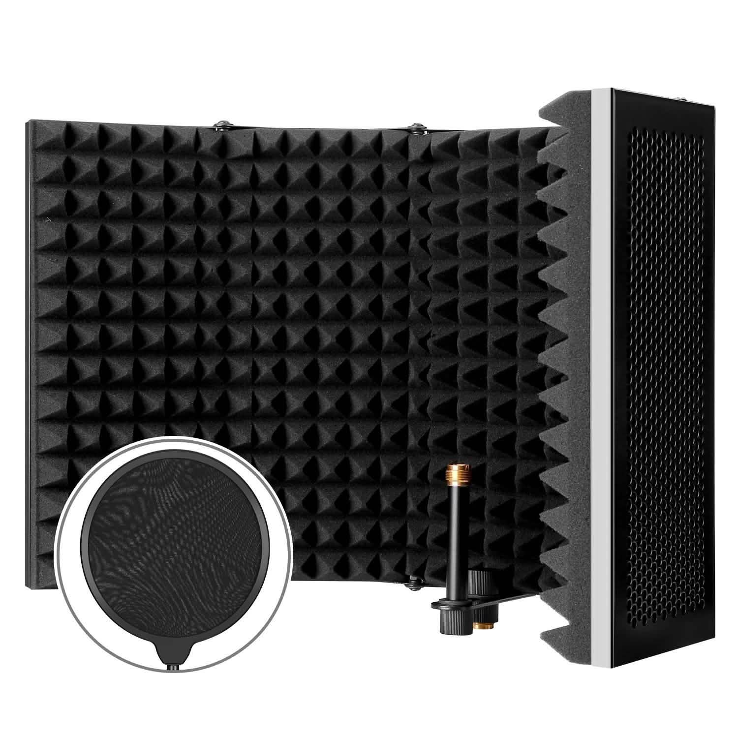 AGPtEK 5 Foldable Absorbing Foam Reflector with Mic Pop Filter Recording Equipment