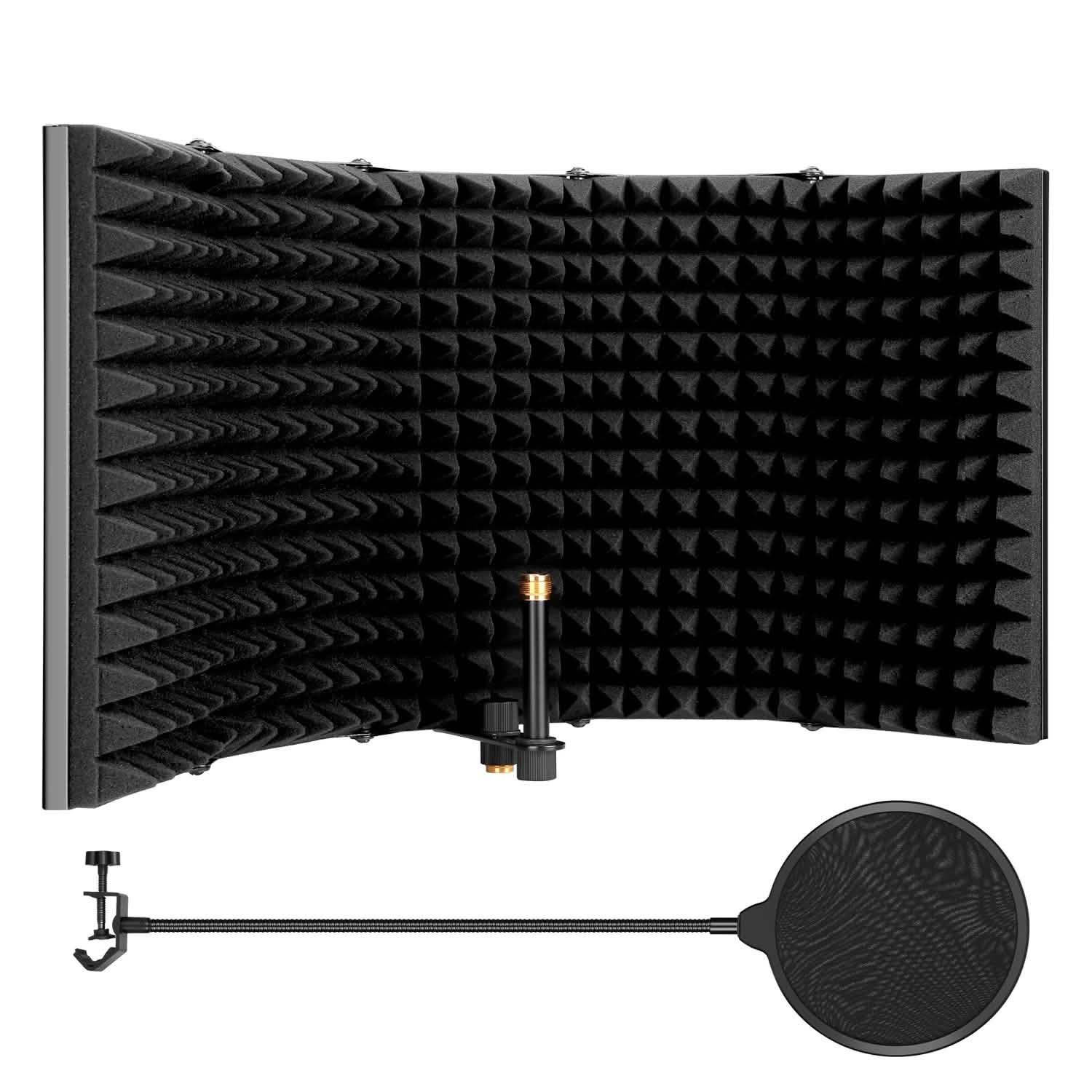 AGPtEK 5 Foldable Absorbing Foam Reflector with Mic Pop Filter Recording Equipment