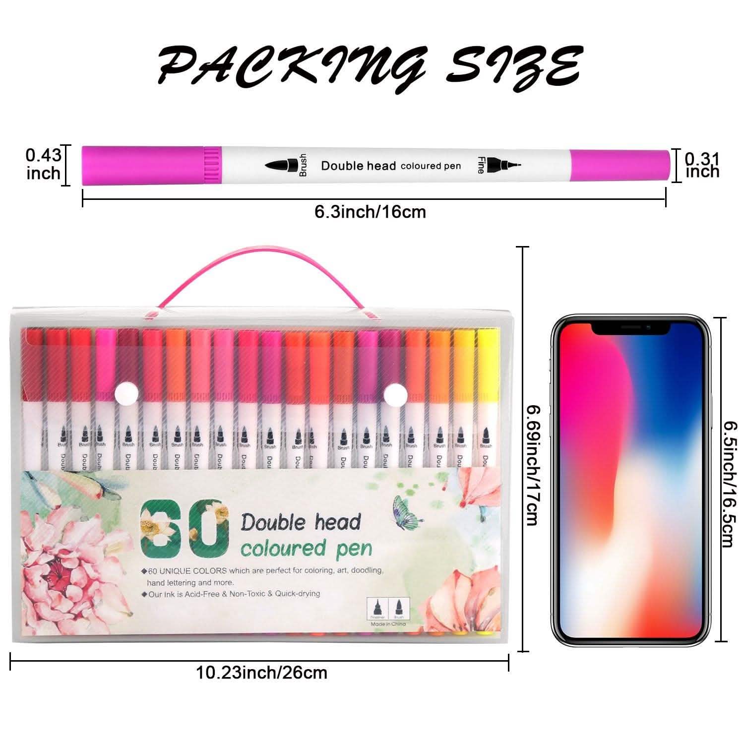 AGPtEK 60 Colors Dual Tip Brush Marker Pens