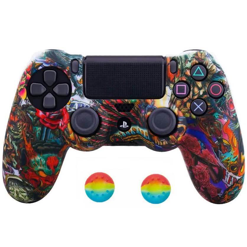 Anti-slip PS4 Silicone Cover & Thumb Grip Set