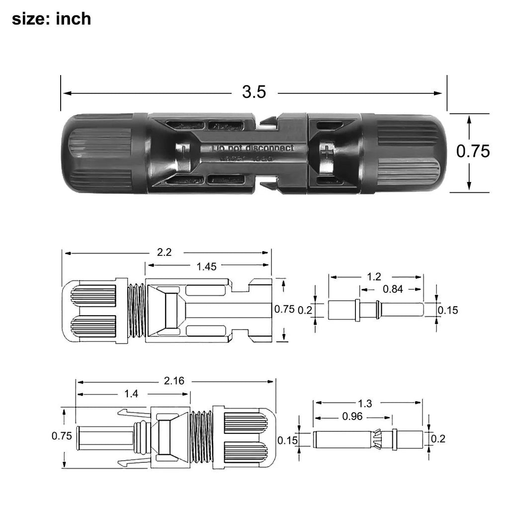 10/20/50/100/200 Pairs Male Female Solar Cable Connectors For DIY Solar Panel US