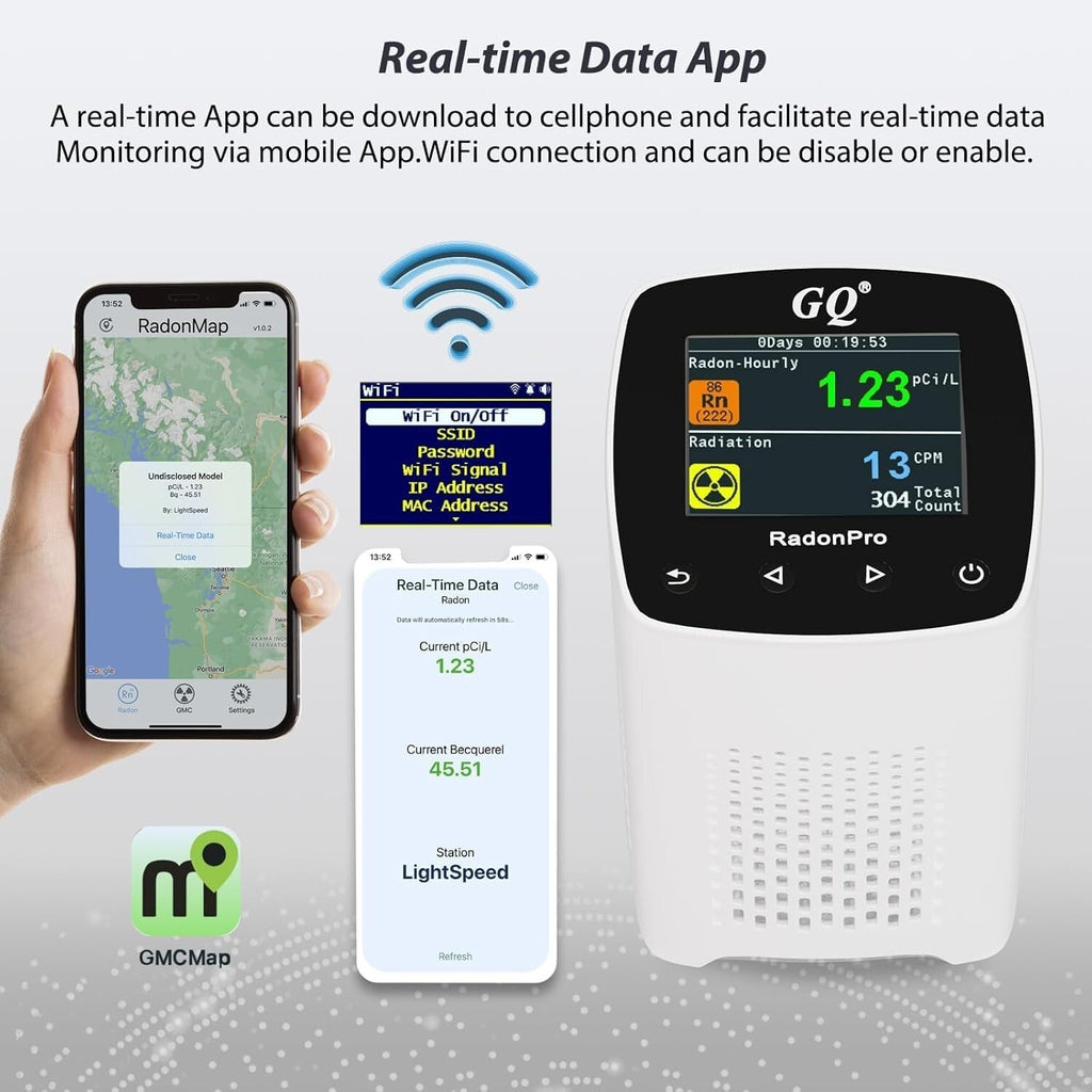 GQ Radon Pro 2-in-1 Radon & Radiation Detector Geiger Counter Fast, Accurate