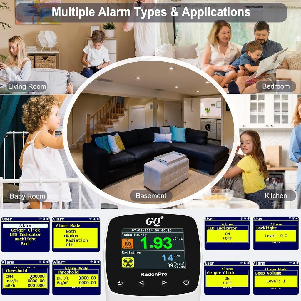 GQ Radon Pro 2-in-1 Radon & Radiation Detector Geiger Counter Fast, Accurate